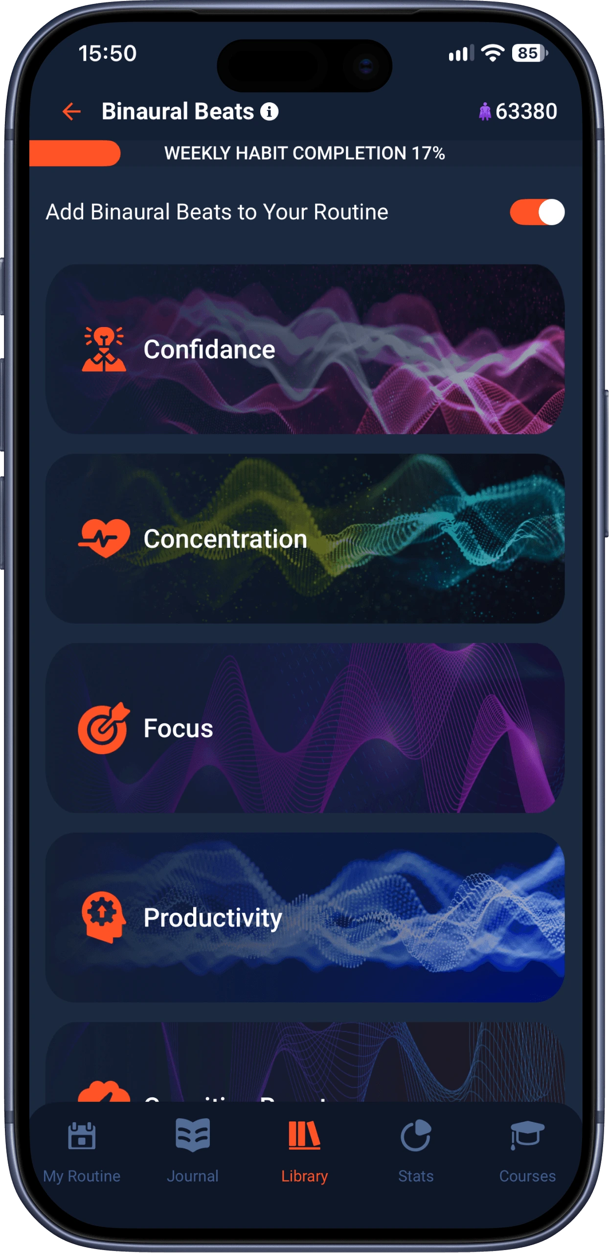 Binaural Beats screen