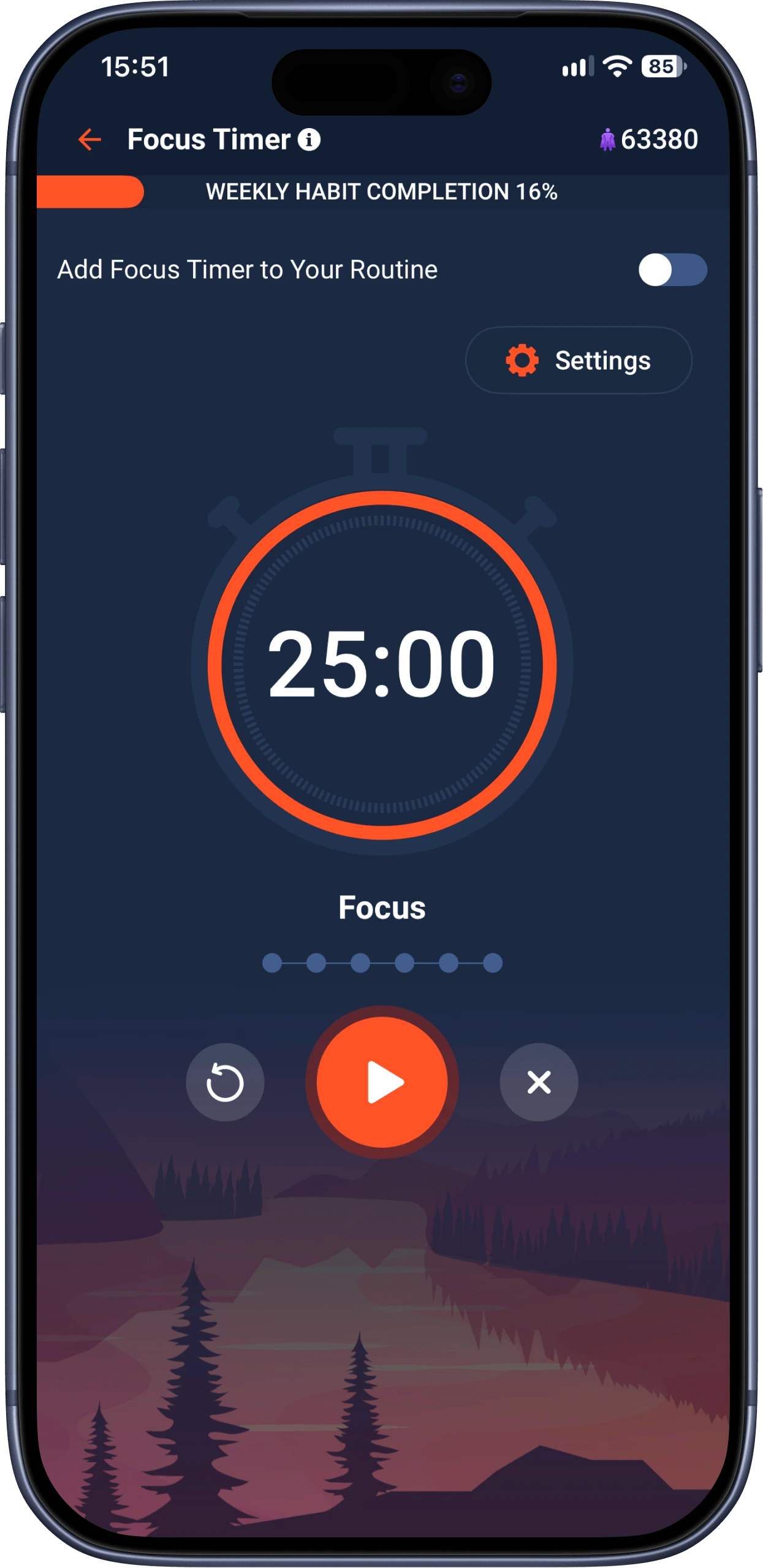 Focus Timer screen