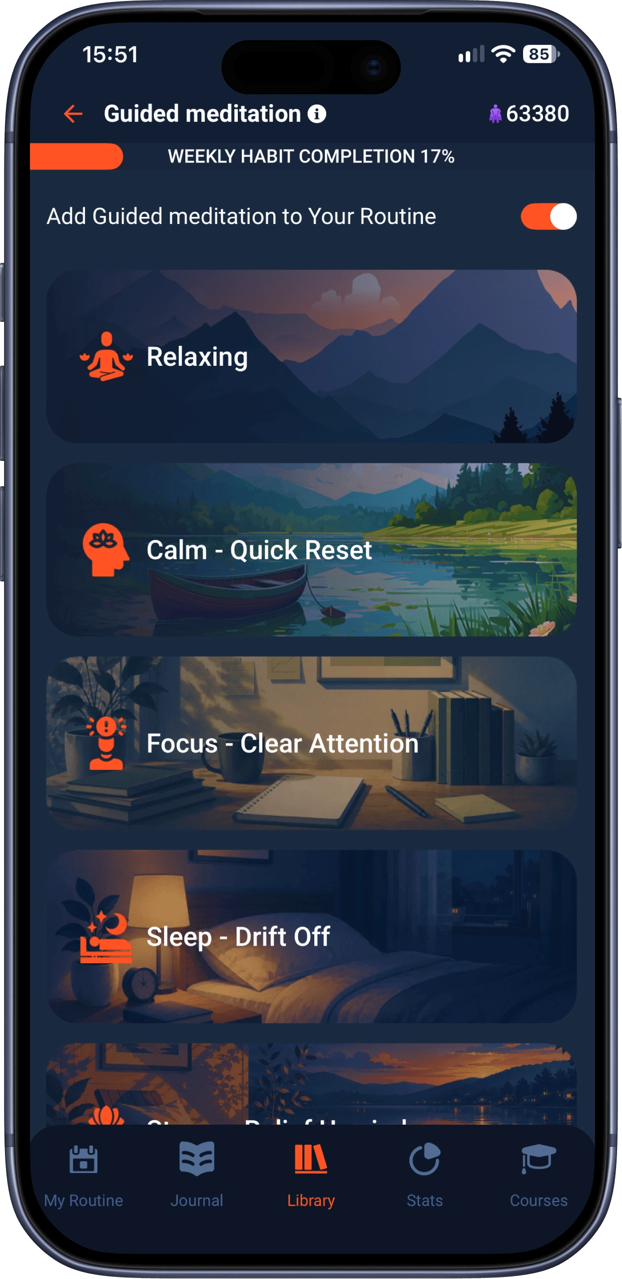 Guided Meditation screen
