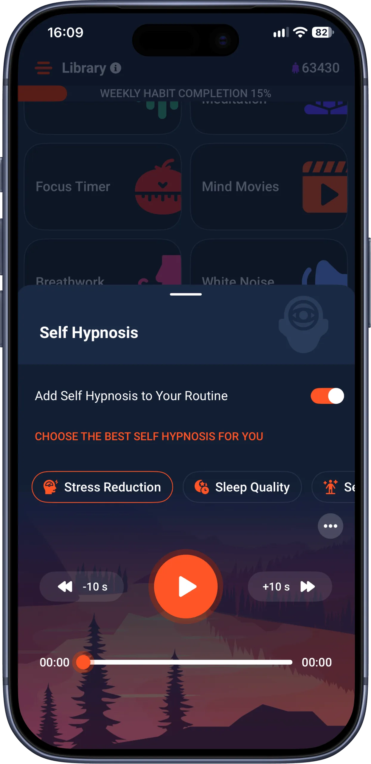 Self Hypnosis screen